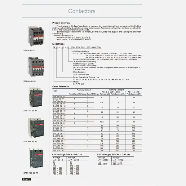 یک سری کنتاکتور-کاتالوگ-از CDADA