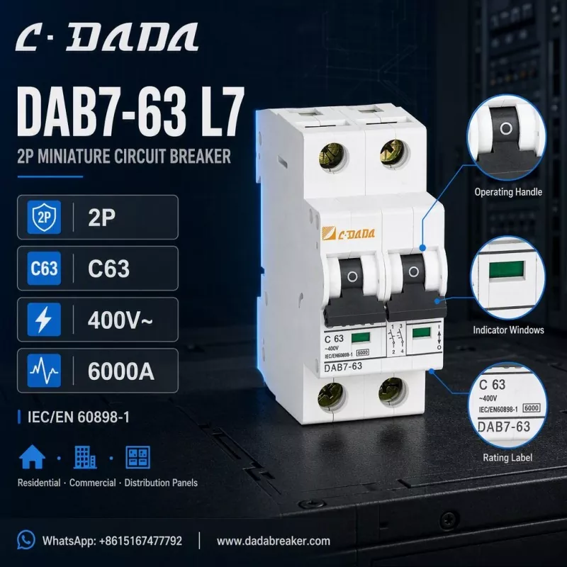 DAB7-63 L7 2P MCB - محافظ شفاف و فشرده برای پانل های توزیع